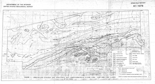 Map : Geology of the Kukpowruk - Nuka Rivers region, northwestern Alaska, 1981 Cartography Wall Art :