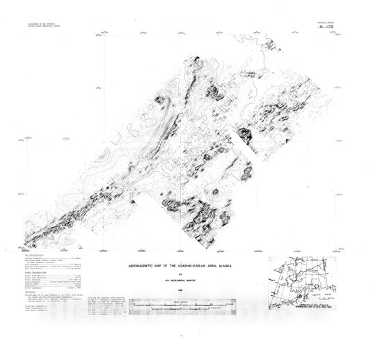 Map : Aeromagnetic map of the Ugashik - Karluk area, Alaska, 1981 Cartography Wall Art :
