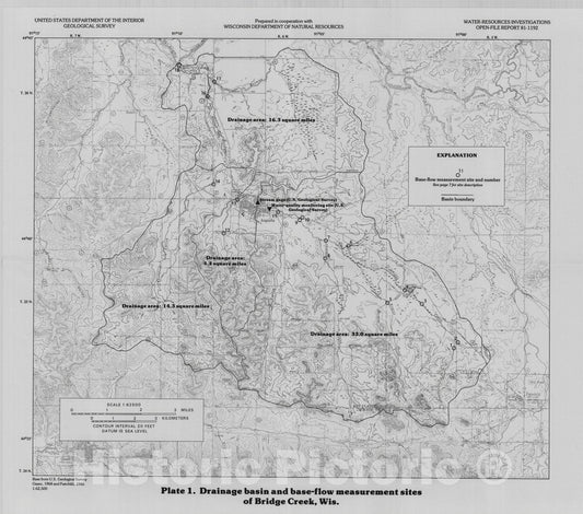 Map : An assessment of streamflow, water quality, and the effects of constructing an impoundment on Bright Creek at Augusta, Wisconsin, 1981 Cartography Wall Art :