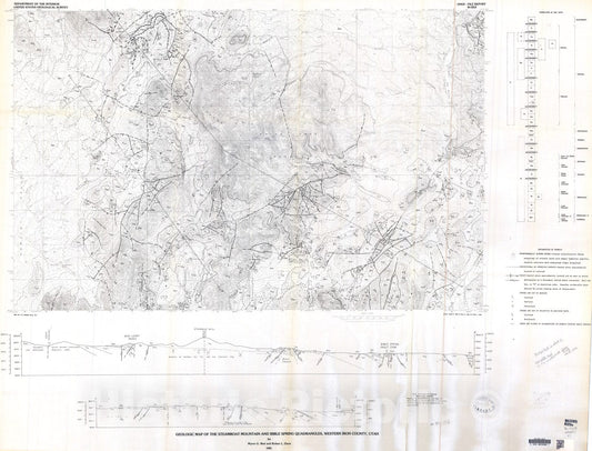 Map : Geologic map of the Steamboat Mountain and Bible Spring quadrangles, western Iron County, Utah, 1981 Cartography Wall Art :