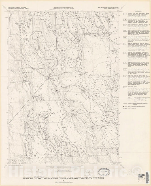 Map : Surficial geology of Hannibal quadrangle, Oswego County, New York, 1981 Cartography Wall Art :