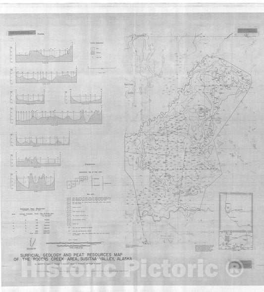 Map : Surficial geology and peat resources map of the Rogers Creek area, Susitna Valley, Alaska, 1981 Cartography Wall Art :