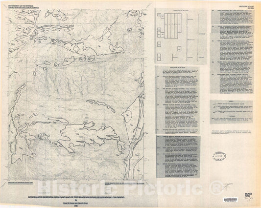 Map : Generalized surficial geologic map of the Basin Mountain quadrangle, Colorado, 1981 Cartography Wall Art :