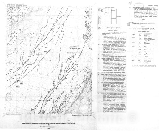 Map : Generalized surficial geologic map of the Kline quadrangle, Colorado, 1981 Cartography Wall Art :