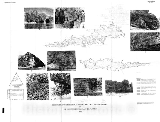Map : Reconnaissance geologic map of Atka and Amlia Islands, Alaska, 1981 Cartography Wall Art :