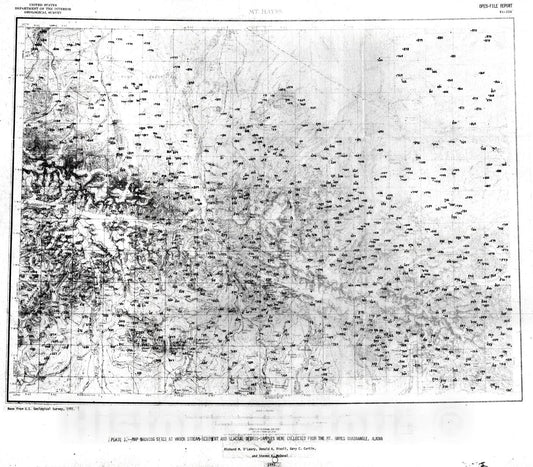 Map : Spectrographic and chemical analyses of stream-sediment and glacial-debris samples from Mt. Hayes quadrangle, Alaska, 1981 Cartography Wall Art :