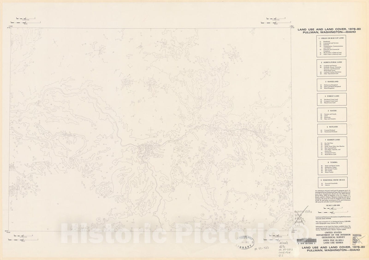 Map : Land use series, Pullman, Washington - Idaho, 1981 Cartography Wall Art :