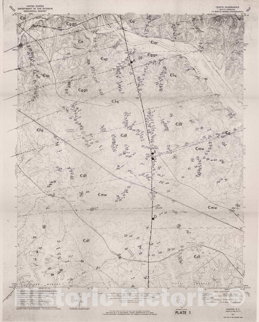 Map : Geological studies in an area of induced seismicity at Monticello Reservoir, South Carolina, 1981 Cartography Wall Art :