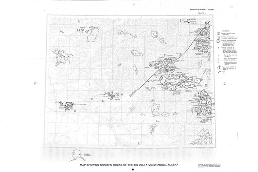 Map : Petrographic and chemical data on Cretaceous granitic rocks of The Big Delta quadrangle, Alaska, 1981 Cartography Wall Art :