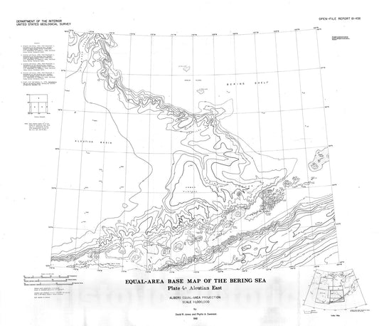 Map : Equal-area base map of the Bering Sea, plate 4: Aleutian east, 1981 Cartography Wall Art :