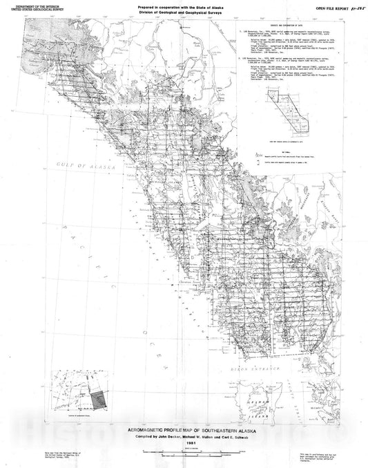 Map : Aeromagnetic profile map of southeastern Alaska, 1981 Cartography Wall Art :