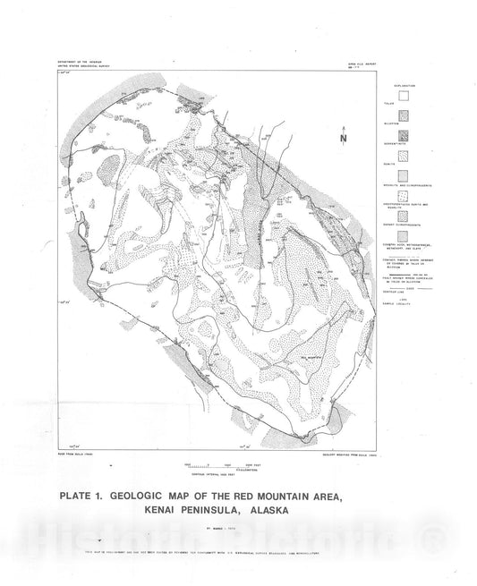 Map : Petrology, geochemistry, and origin of the Red Mountain ultramafic body near Seldovia, Alaska, 1981 Cartography Wall Art :