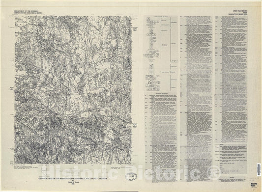 Map : Geologic map of the Manhattan quadrangle, Nye County, Nevada, 1981 Cartography Wall Art :