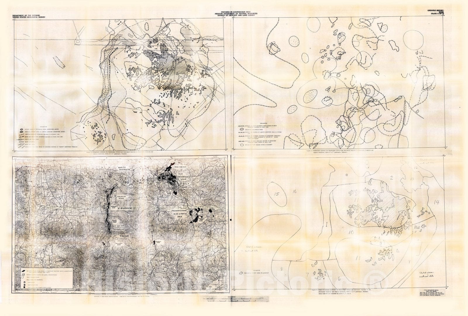 Map : Metallic mineral-resource potential of the Rolla one degree x two degree quadrangle, Missouri, as appraised in September one980, one98one Cartography Wall Art :