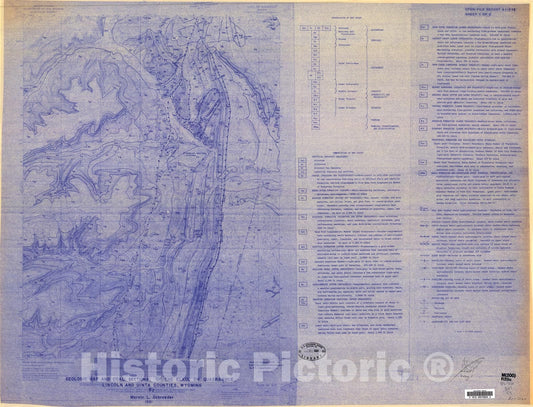 Map : Geologic map and coal sections of the Elkol SW quadrangle, Lincoln and Uinta Counties, Wyoming, 1981 Cartography Wall Art :