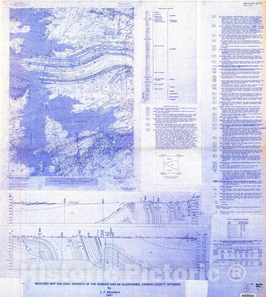 Map : Geologic map and coal deposits of the Seminoe Dam SE quadrangle, Carbon County, Wyoming, 1981 Cartography Wall Art :