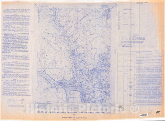 Map : Geologic map and coal sections of the Mahogany Point quadrangle, Emery County, Utah, 1981 Cartography Wall Art :