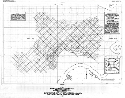 Map : Bathymetric map of Norton Sound, Alaska, 1981 Cartography Wall Art :