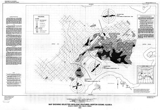 Map : Isopach map of Holocene sedimentary units, Norton Sound, Alaska, 1981 Cartography Wall Art :