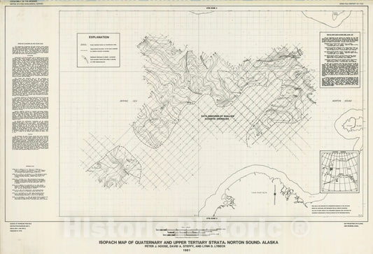 Map : Isopach map of Quaternary and upper Tertiary strata, Norton Sound, Alaska, 1981 Cartography Wall Art :