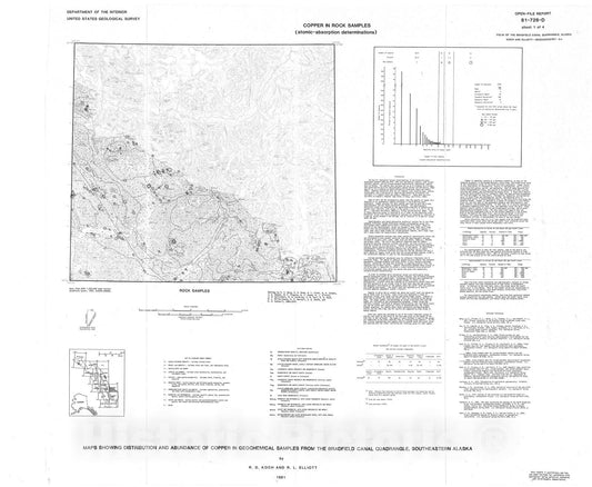Map : Maps showing distribution and abundance of copper in geochemical samples from the Bradfield Canal quadrangle, southeastern Alaska, 1981 Cartography Wall Art :