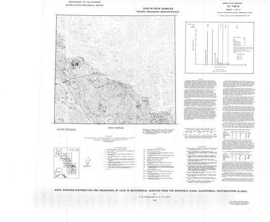 Map : Maps showing distribution and abundance of lead in geochemical samples from the Bradfield Canal quadrangle, southeastern Alaska, 1981 Cartography Wall Art :
