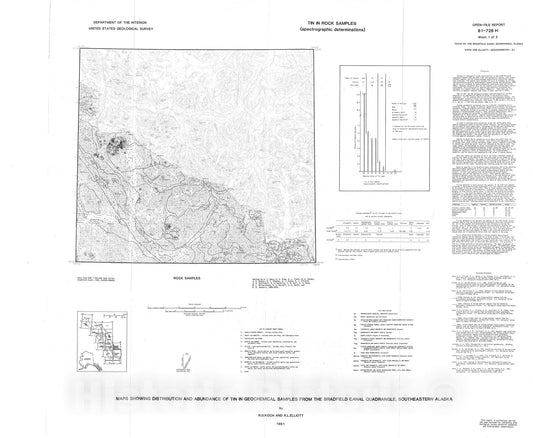 Map : Maps showing distribution and abundance of tin in geochemical samples from the Bradfield Canal quadrangle, southeastern Alaska, 1981 Cartography Wall Art :