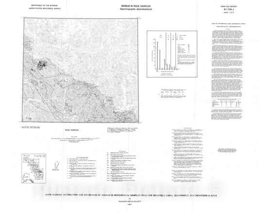 Map : Maps showing distribution and abundance of niobium in geochemical samples from the Bradfield Canal quadrangle, southeastern Alaska, 1981 Cartography Wall Art :