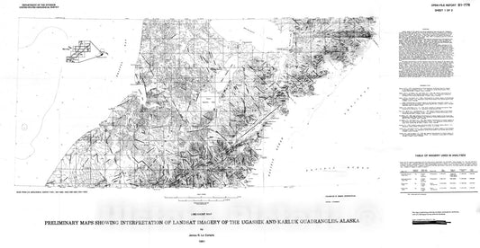 Map : Preliminary maps showing interpretation of Landsat imagery of the Ugashik and Karluk quadrangles, Alaska, 1981 Cartography Wall Art :