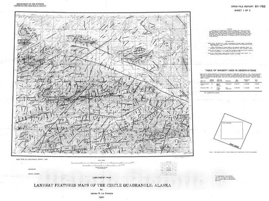 Map : Landsat features maps of the Circle quadrangle, Alaska, 1981 Cartography Wall Art :