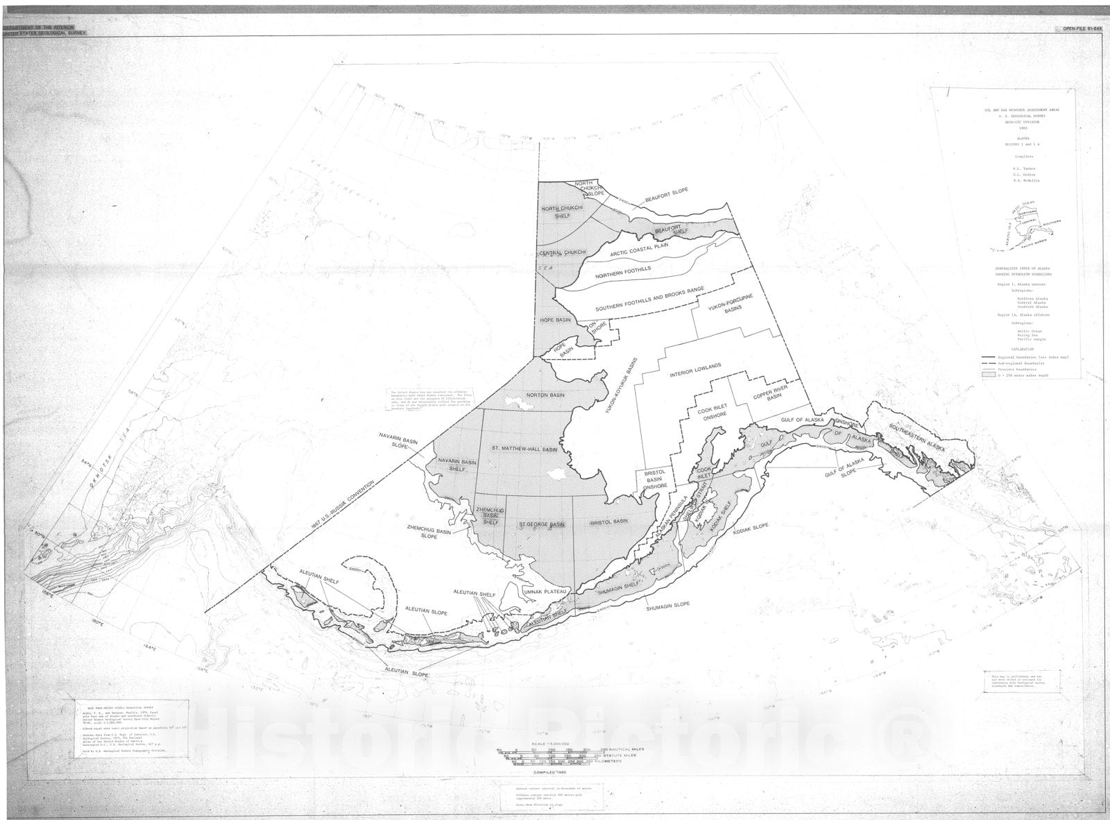 Map : Oil and gas resource assessment areas, U.S. Geological Survey, Geologic Division, one980 -- Alaska, regions one and oneA, one98one Cartography Wall Art :
