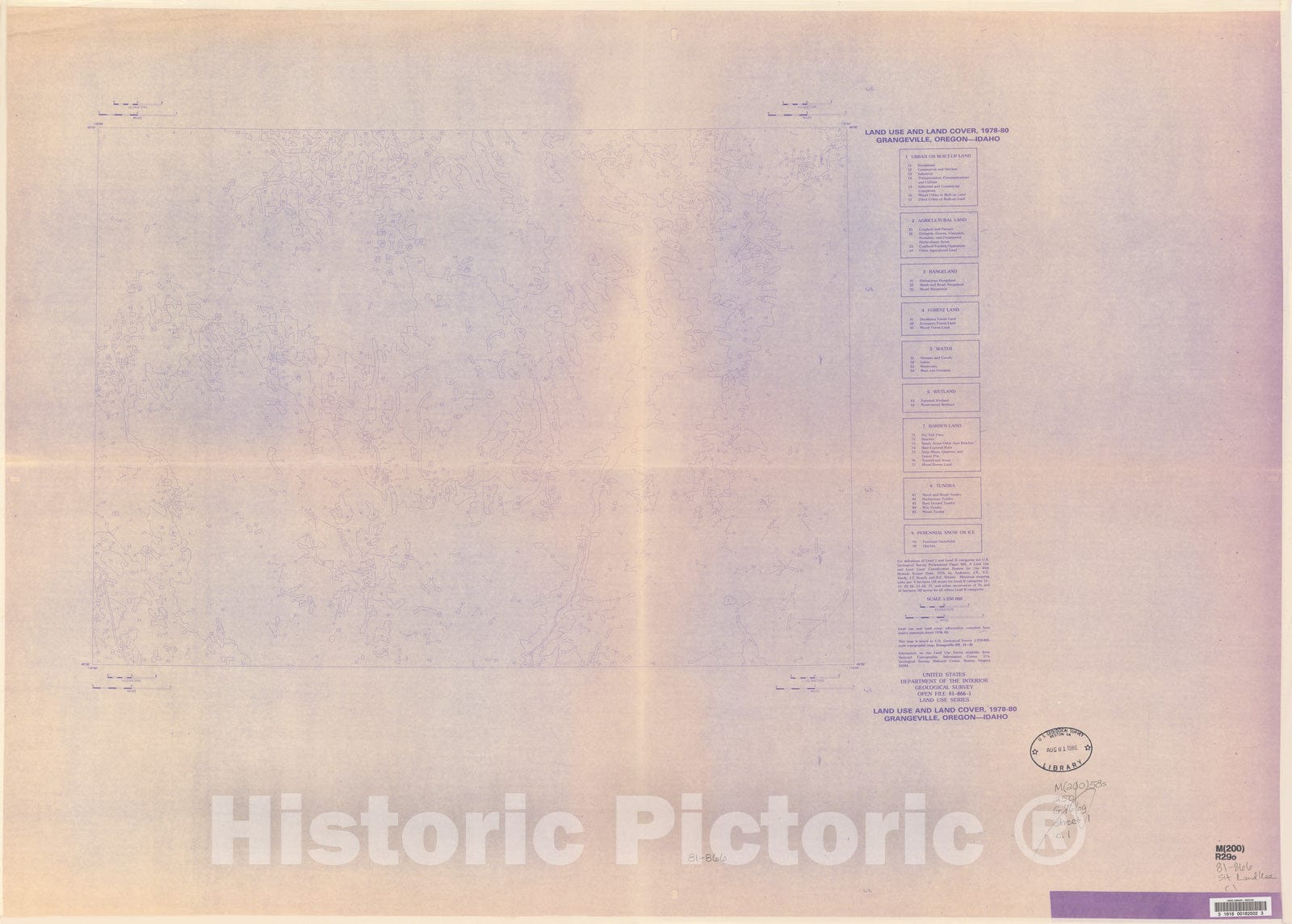 Map : Land use series, 1980, Grangeville, Idaho, Oregon, Washington, 1981 Cartography Wall Art :
