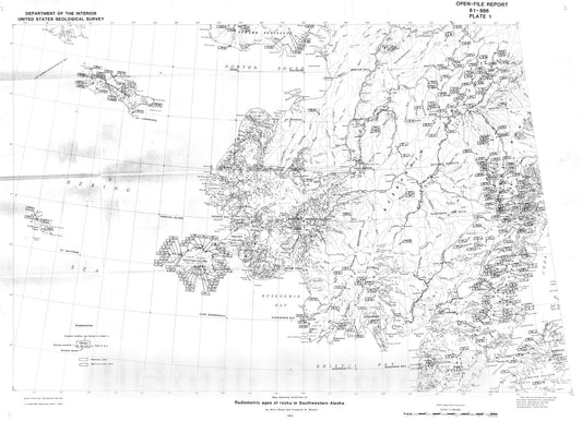 Map : Radiometric ages of rocks in southwestern, Alaska, 1981 Cartography Wall Art :