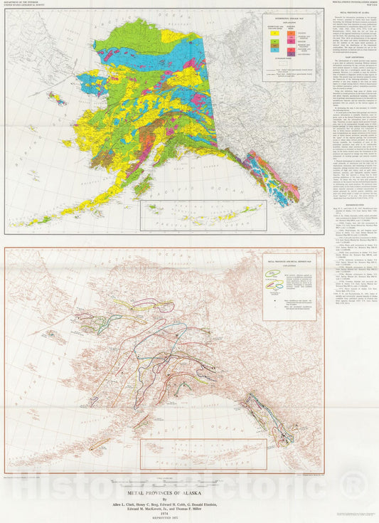 Map : Metal provinces of Alaska, 1974 Cartography Wall Art :