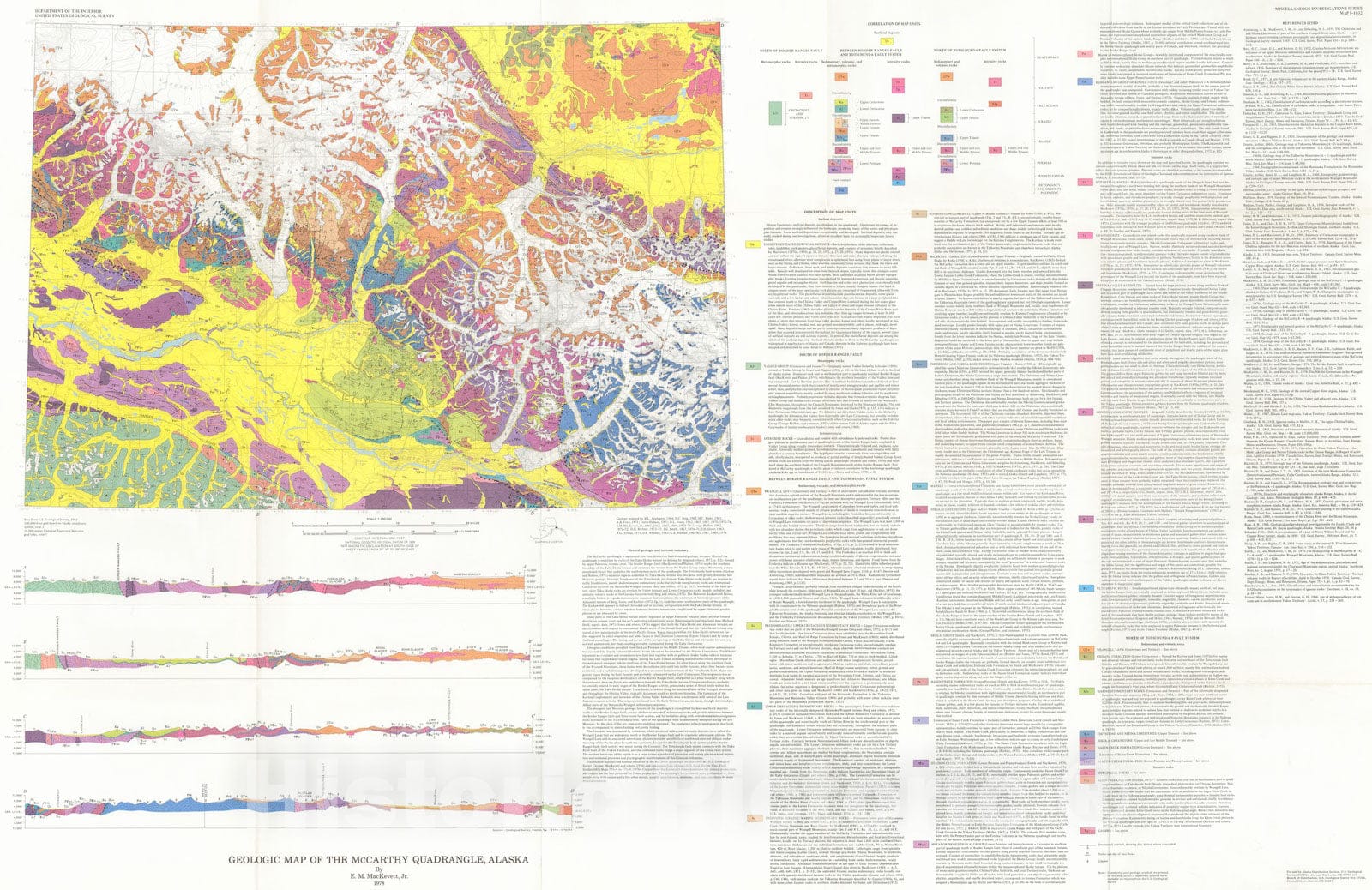 Map : Geologic map of the McCarthy quadrangle, Alaska, 1978 Cartography Wall Art :
