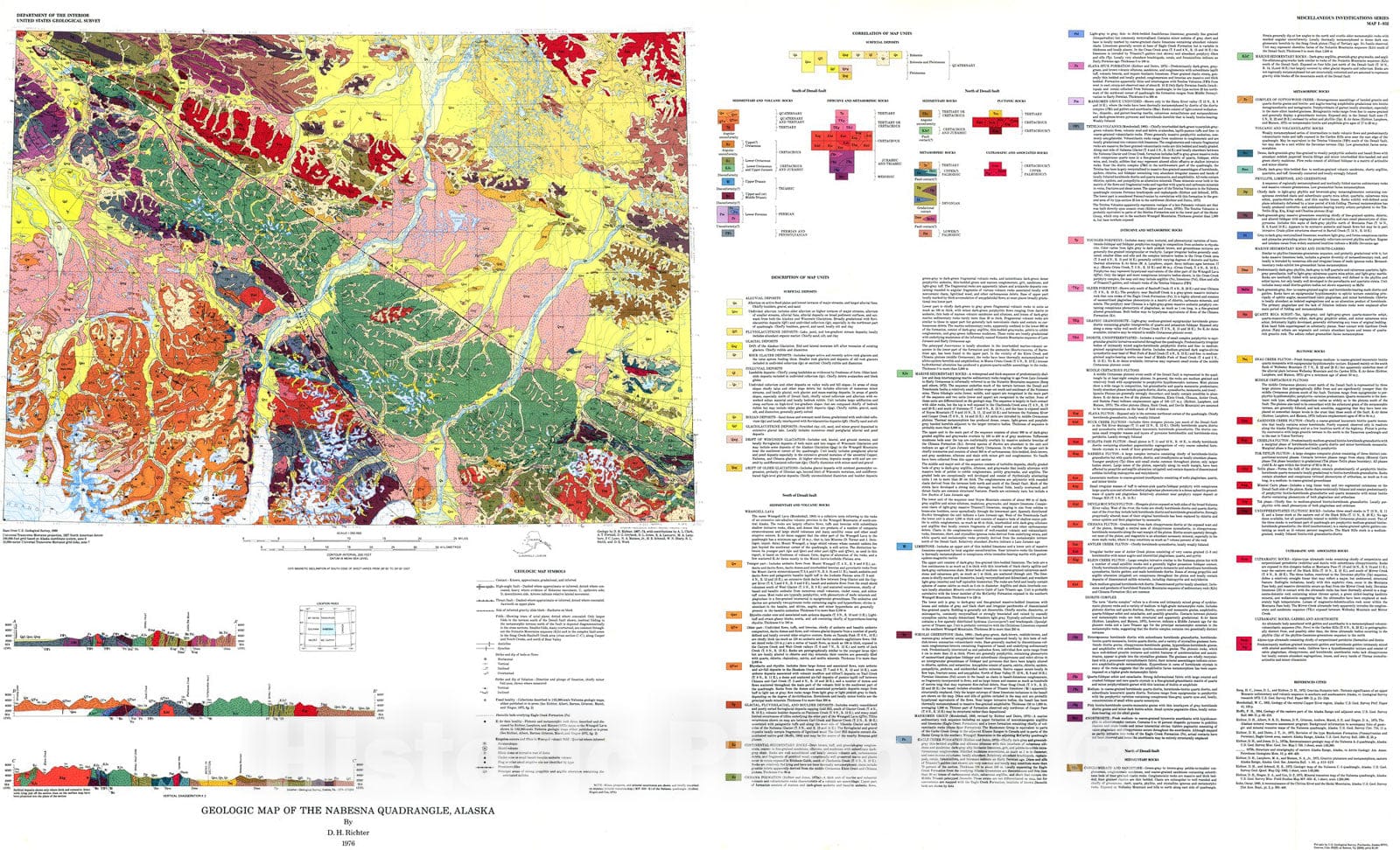 Map : Geologic map of the Nabesna quadrangle, Alaska, 1976 Cartography Wall Art :