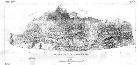 Map : Preliminary geologic map of northern Alaska, 1965 Cartography Wall Art :