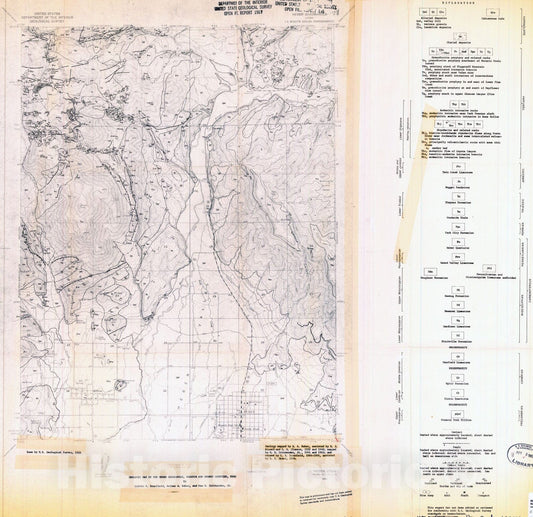 Map : Geologic map of the Heber quadrangle, Wasatch and Summit Counties, Utah, 1967 Cartography Wall Art :