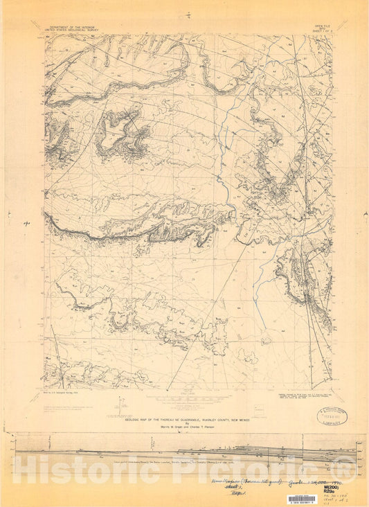 Map : Geologic map of the Thoreau NE quadrangle, McKinley County, New Mexico, 1970 Cartography Wall Art :