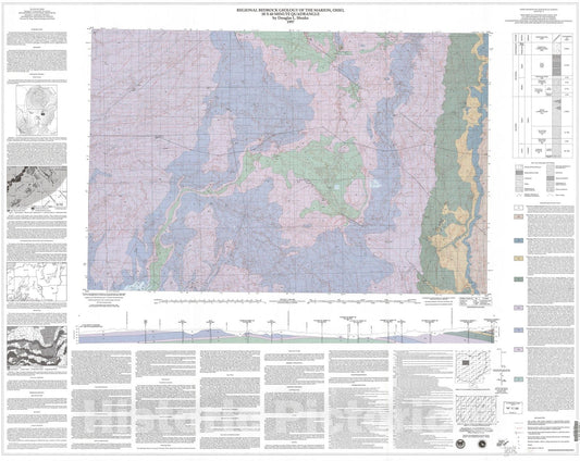 Map : Regional bedrock geology of the Marion, Ohio, thirty x sixty minute quadrangle, 1997 Cartography Wall Art :