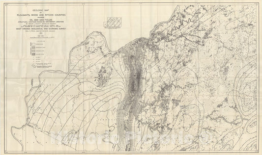 Map : Oil and gas report and map of Pleasants, Wood, and Ritchie Counties, West Virginia, 1955 Cartography Wall Art :