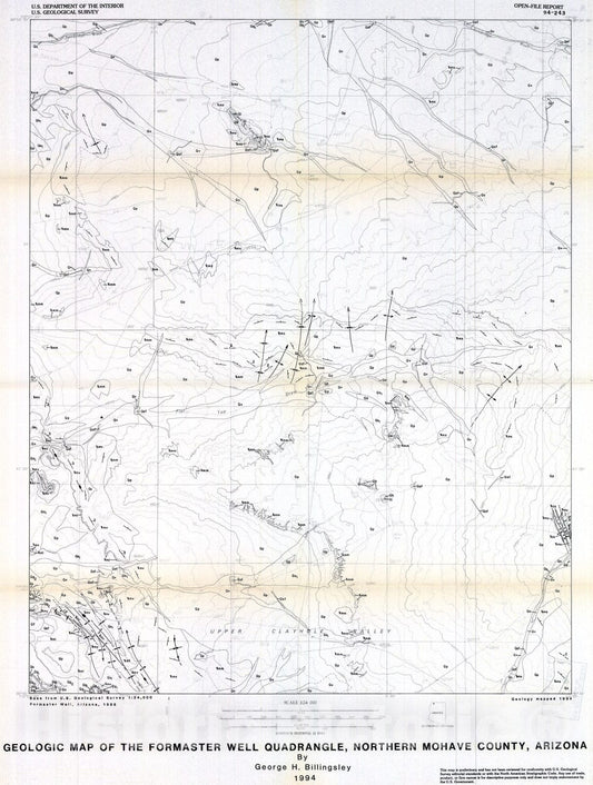 Map : Geologic map of the Formaster Well quadrangle, northern Mohave County, Arizona, 1994 Cartography Wall Art :