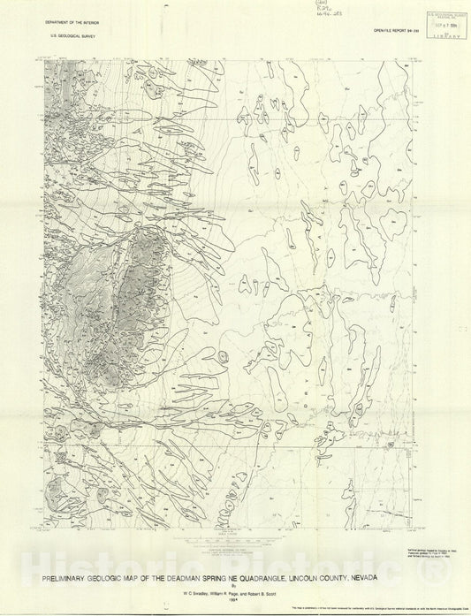 Map : Preliminary geologic map of the Deadman Spring NE quadrangle, Lincoln County, Nevada, 1994 Cartography Wall Art :