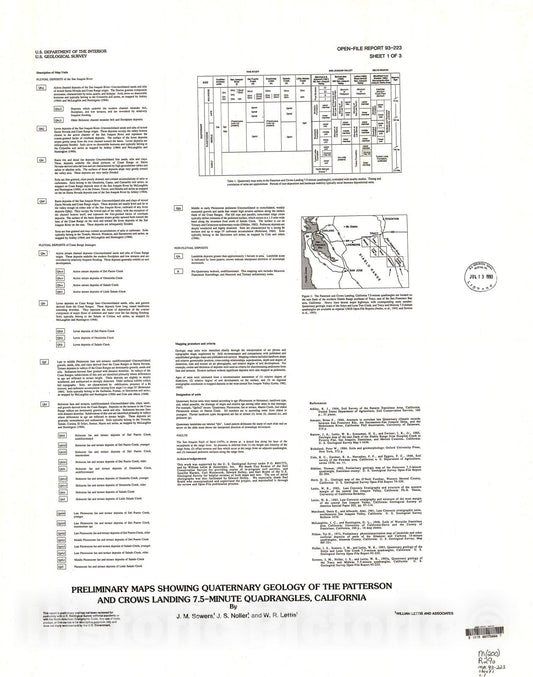 Map : Preliminary maps showing Quaternary geology of the Patterson and Crows Landing 7.5-minute quadrangles, California, 1993 Cartography Wall Art :