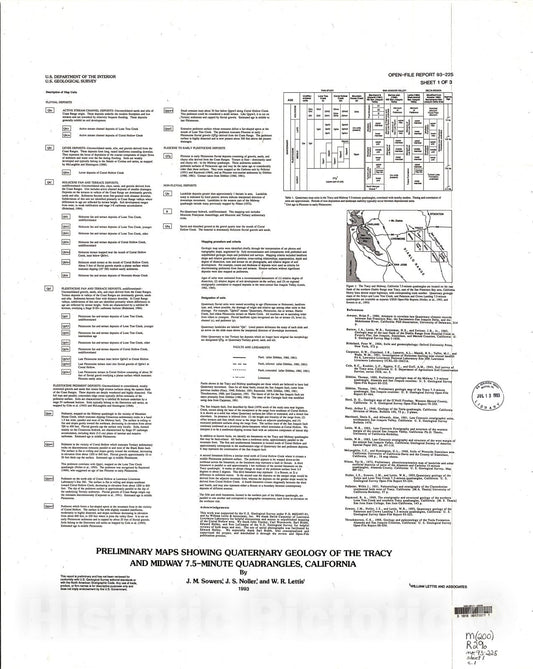 Map : Preliminary maps showing Quaternary geology of the Tracy and Midway 7.5-minute quadrangles, California, 1993 Cartography Wall Art :