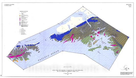 Map : Map and compilation of structural data from lode-gold mineral occurrences in the Chugach-Prince William terrane of southern Alaska, 1993 Cartography Wall Art :