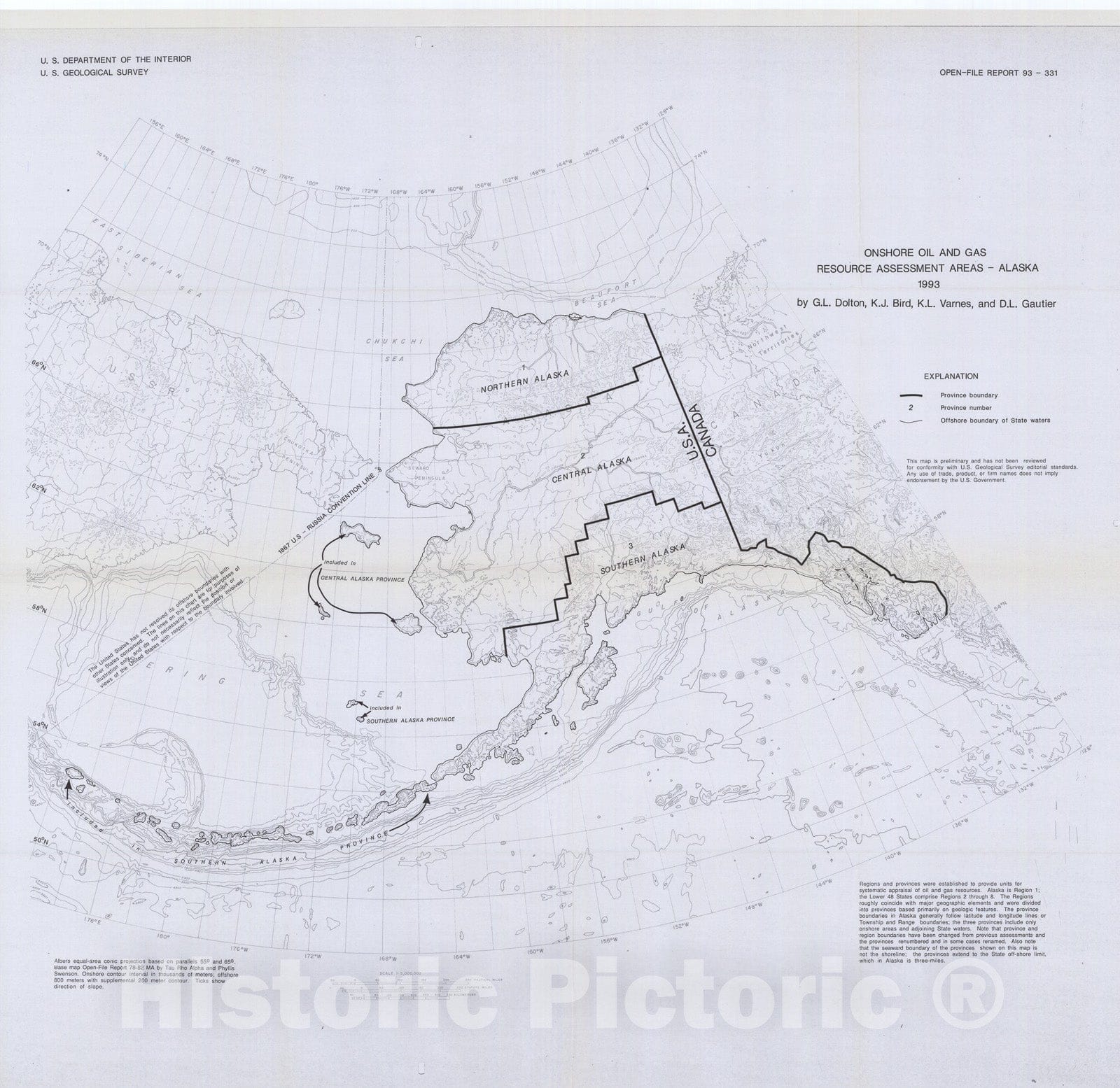 Map : Onshore oil and gas resource assessment areas-Alaska, 1993, 1993 Cartography Wall Art :