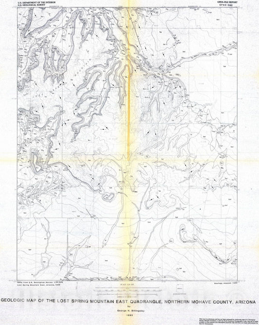 Map : Geologic map of the Lost Spring Mountain East quadrangle, northern Mohave County, Arizona, 1993 Cartography Wall Art :