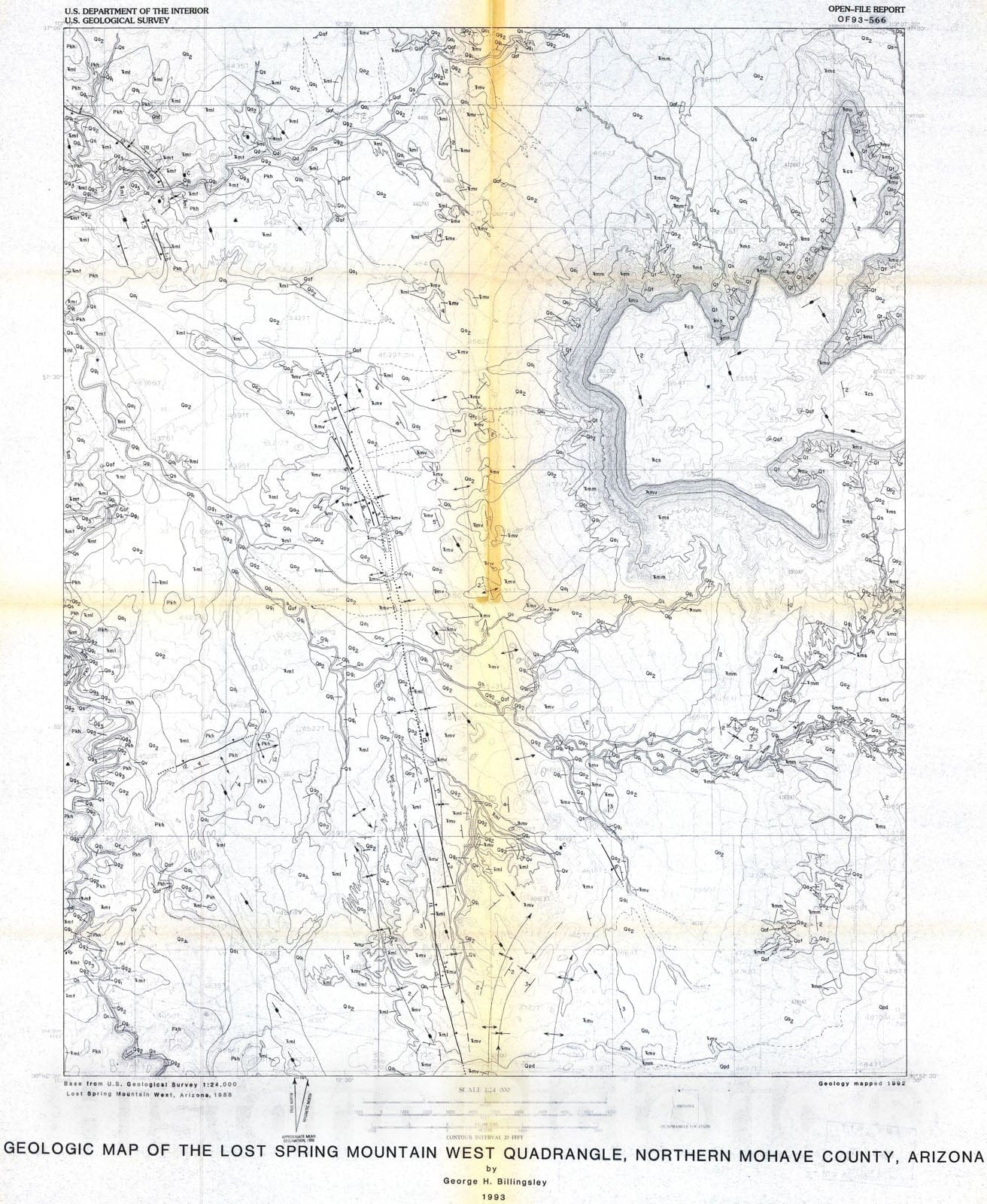 Map : Geologic map of the Lost Spring Mountain West quadrangle, northern Mohave County, Arizona, 1993 Cartography Wall Art :
