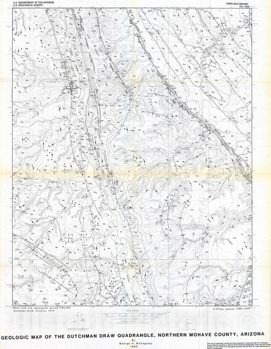 Map : Geologic map of the Dutchman Draw quadrangle, northern Mohave County, Arizona, 1993 Cartography Wall Art :